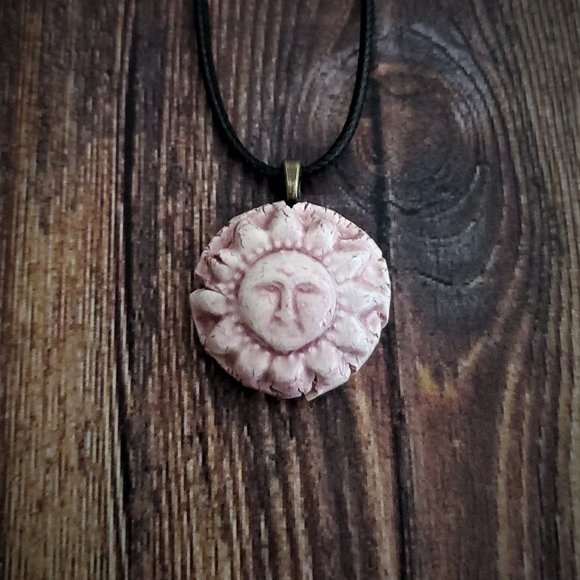 Handmade Ceramic Pink Sun Pendant Necklace, Sol Pendant - Picture 13 of 13